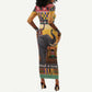 Afro Christmas in Kenya Safari Long Sleeve Bodycon Dress Black Santa Riding Elephant - African Pride