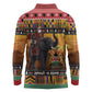 Afro Christmas in Kenya Safari Long Sleeve Polo Shirt Black Santa Riding Elephant - African Pride
