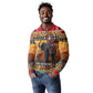 Afro Christmas in Kenya Safari Long Sleeve Polo Shirt Black Santa Riding Elephant - African Pride