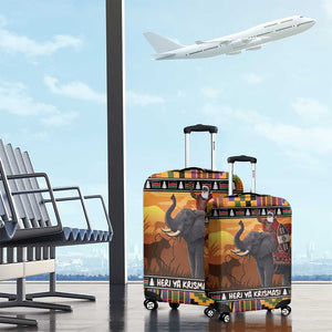 Afro Christmas in Kenya Safari Luggage Cover Black Santa Riding Elephant - African Pride