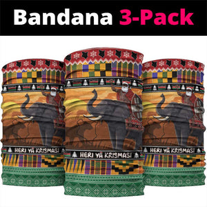 Afro Christmas in Kenya Safari Neck Gaiter Black Santa Riding Elephant - African Pride