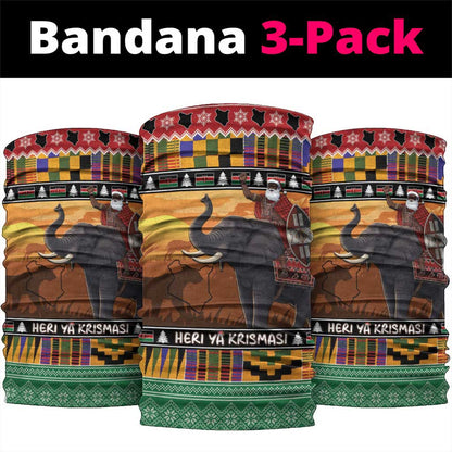 Afro Christmas in Kenya Safari Neck Gaiter Black Santa Riding Elephant - African Pride