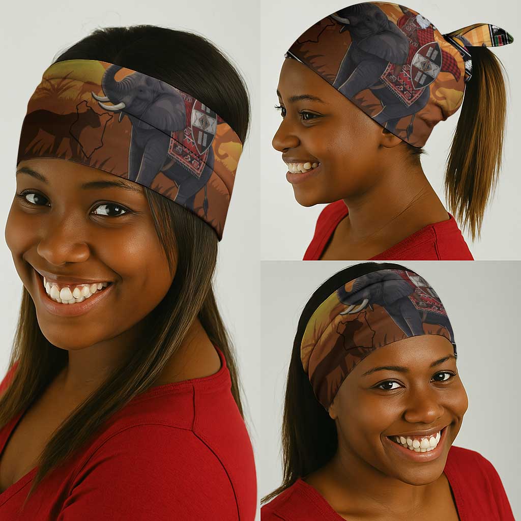 Afro Christmas in Kenya Safari Neck Gaiter Black Santa Riding Elephant - African Pride