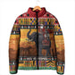 Kenya Safari Christmas Padded Jacket Black Santa Riding Elephant - Heri ya Krismasi