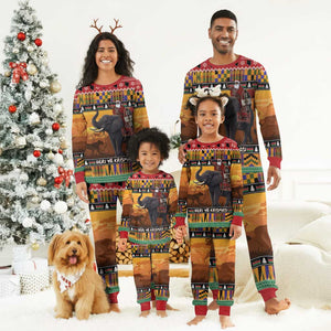 Afro Christmas in Kenya Safari Christmas Pajama Set Black Santa Riding Elephant - African Pride