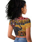 Afro Christmas in Kenya Safari Raglan Cropped T shirt Black Santa Riding Elephant - African Pride