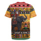 Afro Christmas in Kenya Safari Rugby Jersey Black Santa Riding Elephant - African Pride