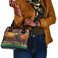 Afro Christmas in Kenya Safari Shoulder Handbag Black Santa Riding Elephant - African Pride