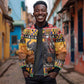 Afro Christmas in Kenya Safari Sleeve Zip Bomber Jacket Black Santa Riding Elephant - African Pride