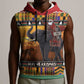 Afro Christmas in Kenya Safari Sleeveless Hoodie Black Santa Riding Elephant - African Pride