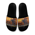 Kenya Safari Christmas Slide Sandals Black Santa Riding Elephant - Heri ya Krismasi