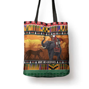 Kenya Safari Christmas Tote Bag Black Santa Riding Elephant - Heri ya Krismasi