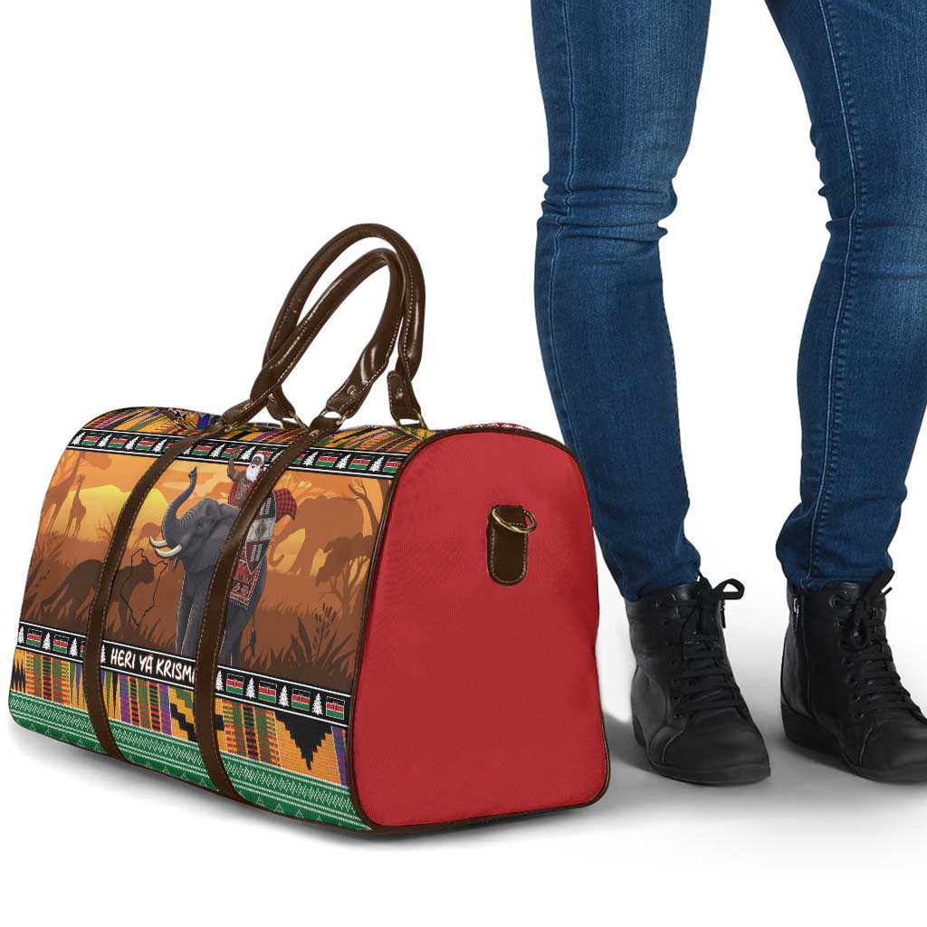Kenya Safari Christmas Travel Bag Black Santa Riding Elephant - Heri ya Krismasi