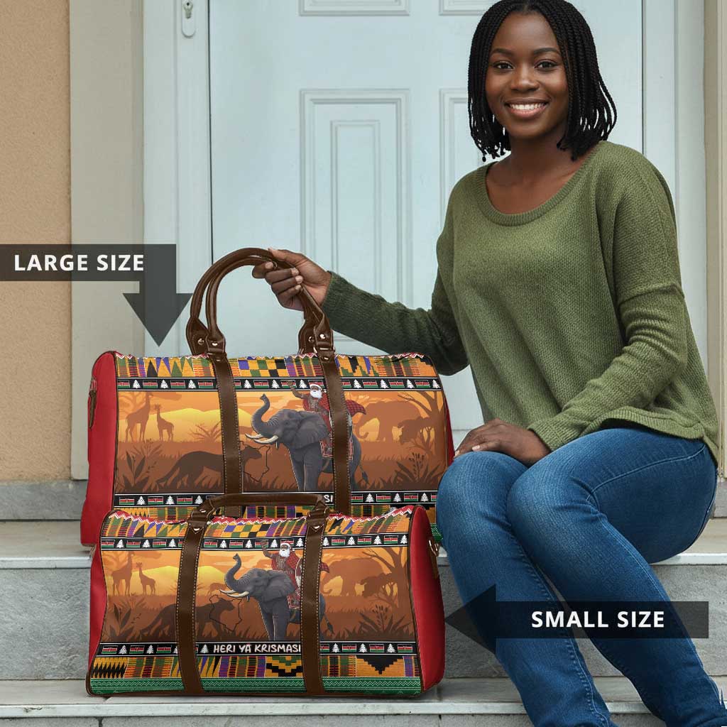 Kenya Safari Christmas Travel Bag Black Santa Riding Elephant - Heri ya Krismasi