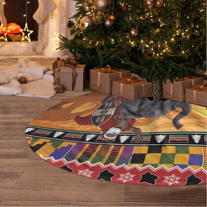 Afro Christmas in Kenya Safari Tree Skirt Black Santa Riding Elephant - African Pride