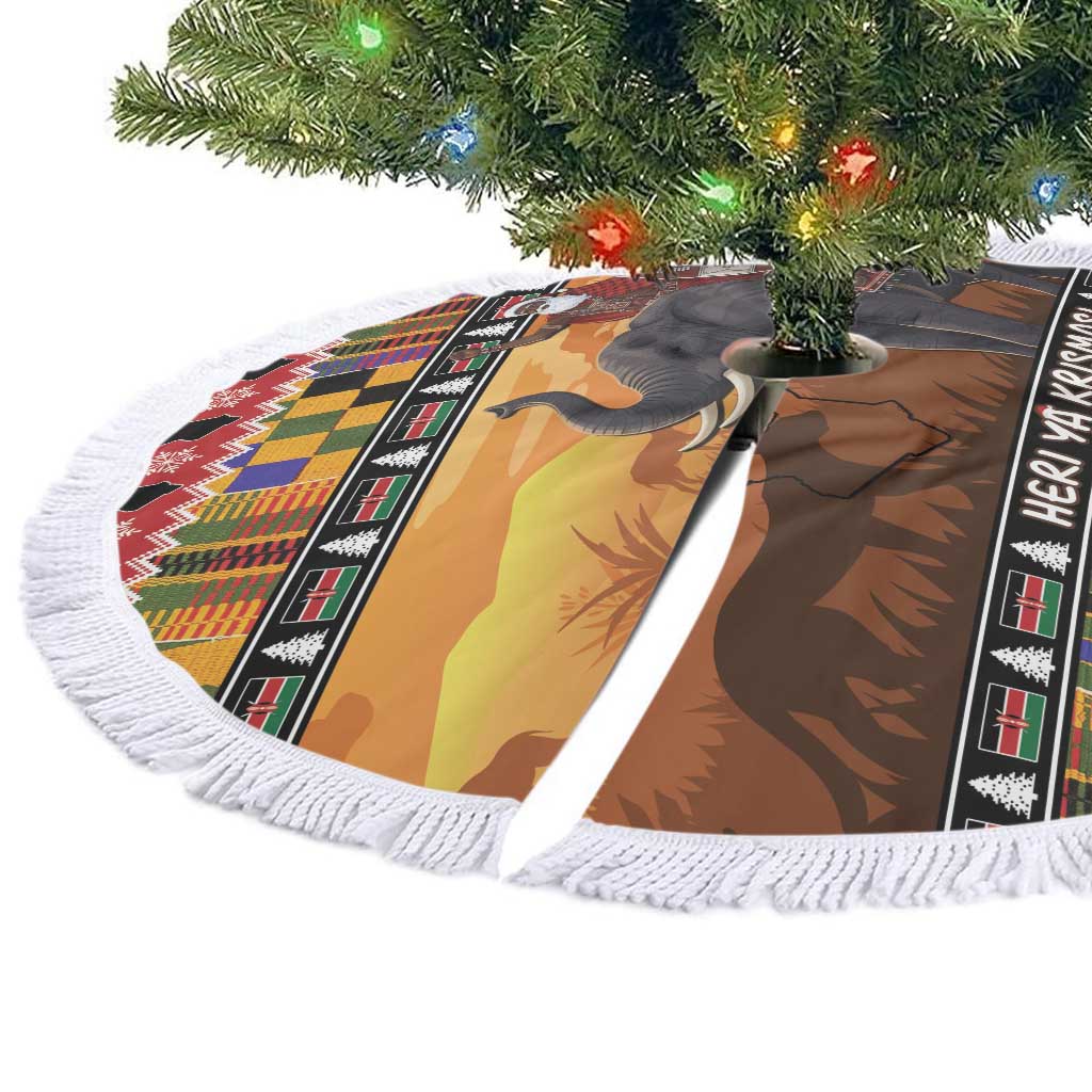 Afro Christmas in Kenya Safari Tree Skirt Black Santa Riding Elephant - African Pride