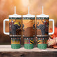 Afro Christmas in Kenya Safari Tumbler With Handle Black Santa Riding Elephant - African Pride