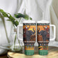 Afro Christmas in Kenya Safari Tumbler With Handle Black Santa Riding Elephant - African Pride