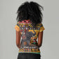 Afro Christmas in Kenya Safari Women V-Neck T-Shirt Black Santa Riding Elephant - African Pride