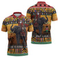 Kenya Safari Christmas Zipper Polo Shirt Black Santa Riding Elephant - Heri ya Krismasi