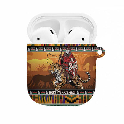 Kenya Safari Christmas AirPods Case Black Santa Riding Leopards - Heri ya Krismasi
