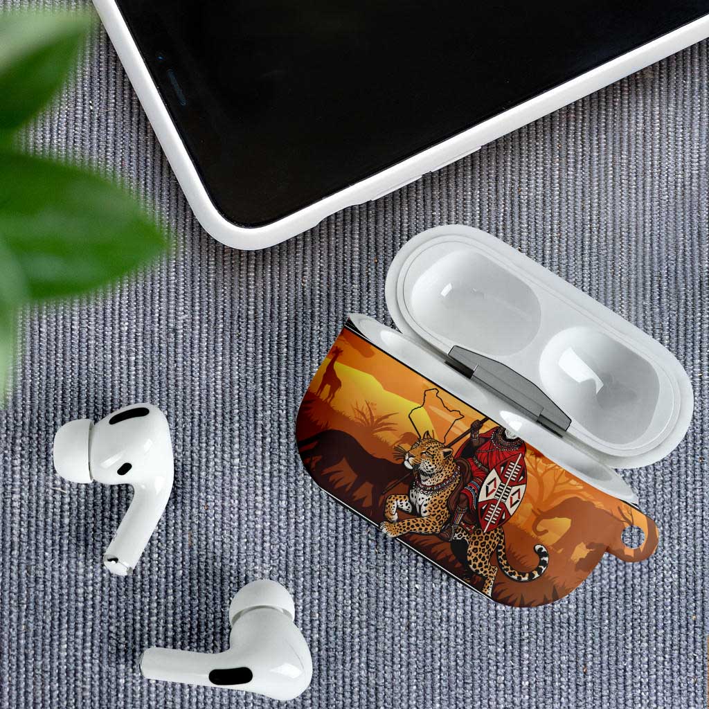 Kenya Safari Christmas AirPods Case Black Santa Riding Leopards - Heri ya Krismasi