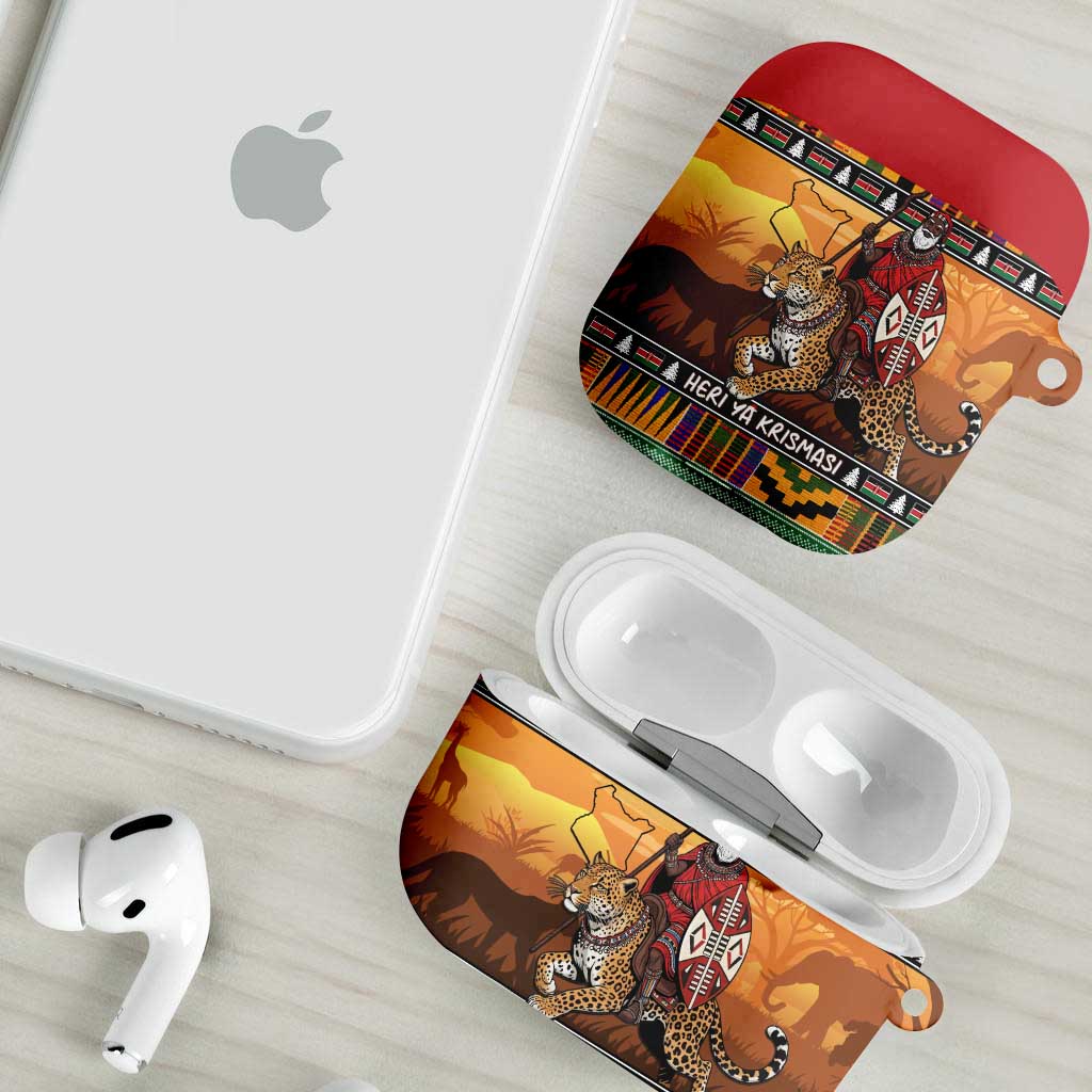 Kenya Safari Christmas AirPods Case Black Santa Riding Leopards - Heri ya Krismasi