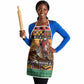Kenya Safari Christmas Apron Black Santa Riding Leopards - Heri ya Krismasi
