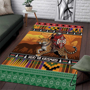 Afro Christmas in Kenya Safari Area Rug Black Santa Riding Leopards - African Pride