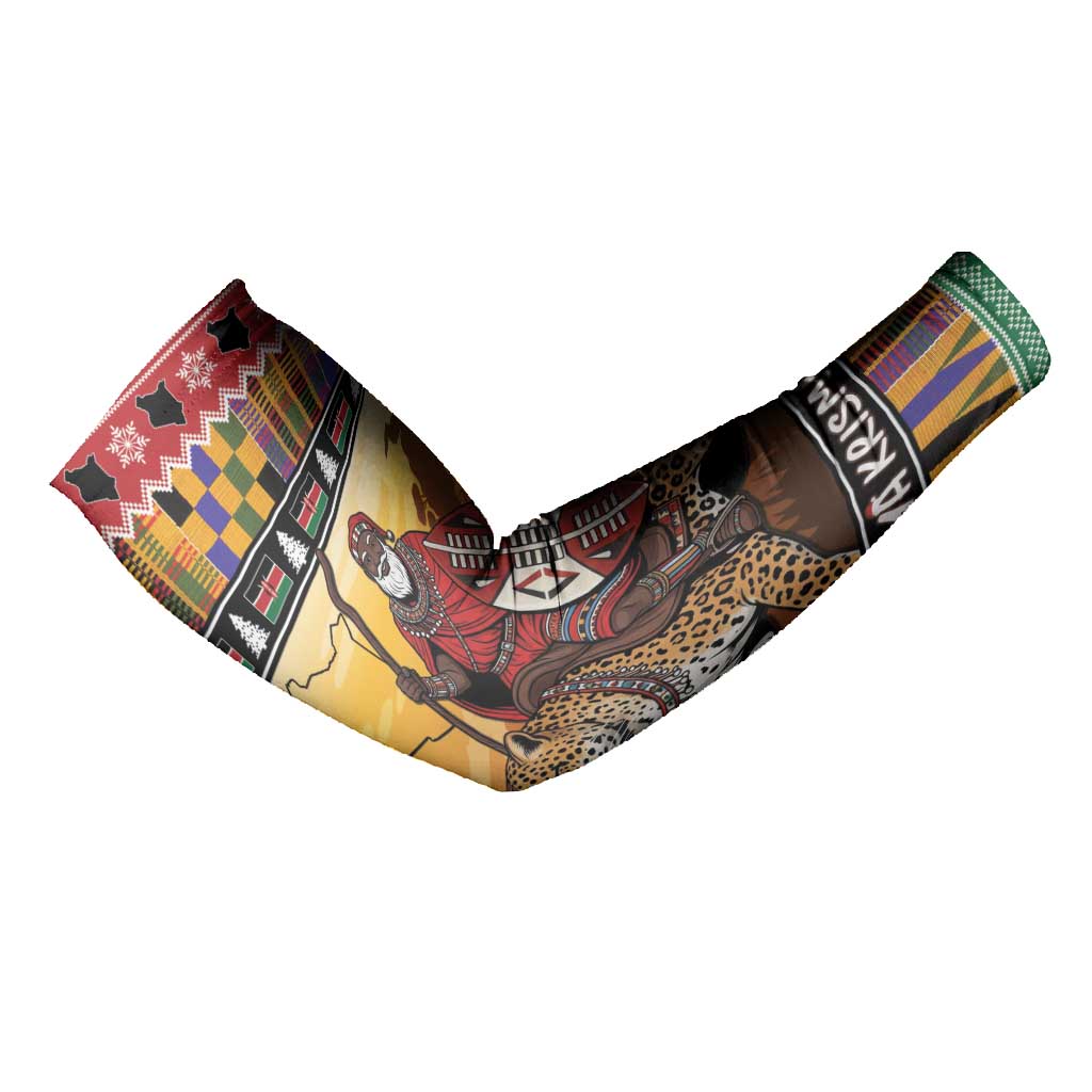 Kenya Safari Christmas Arm Sleeves Black Santa Riding Leopards - Heri ya Krismasi