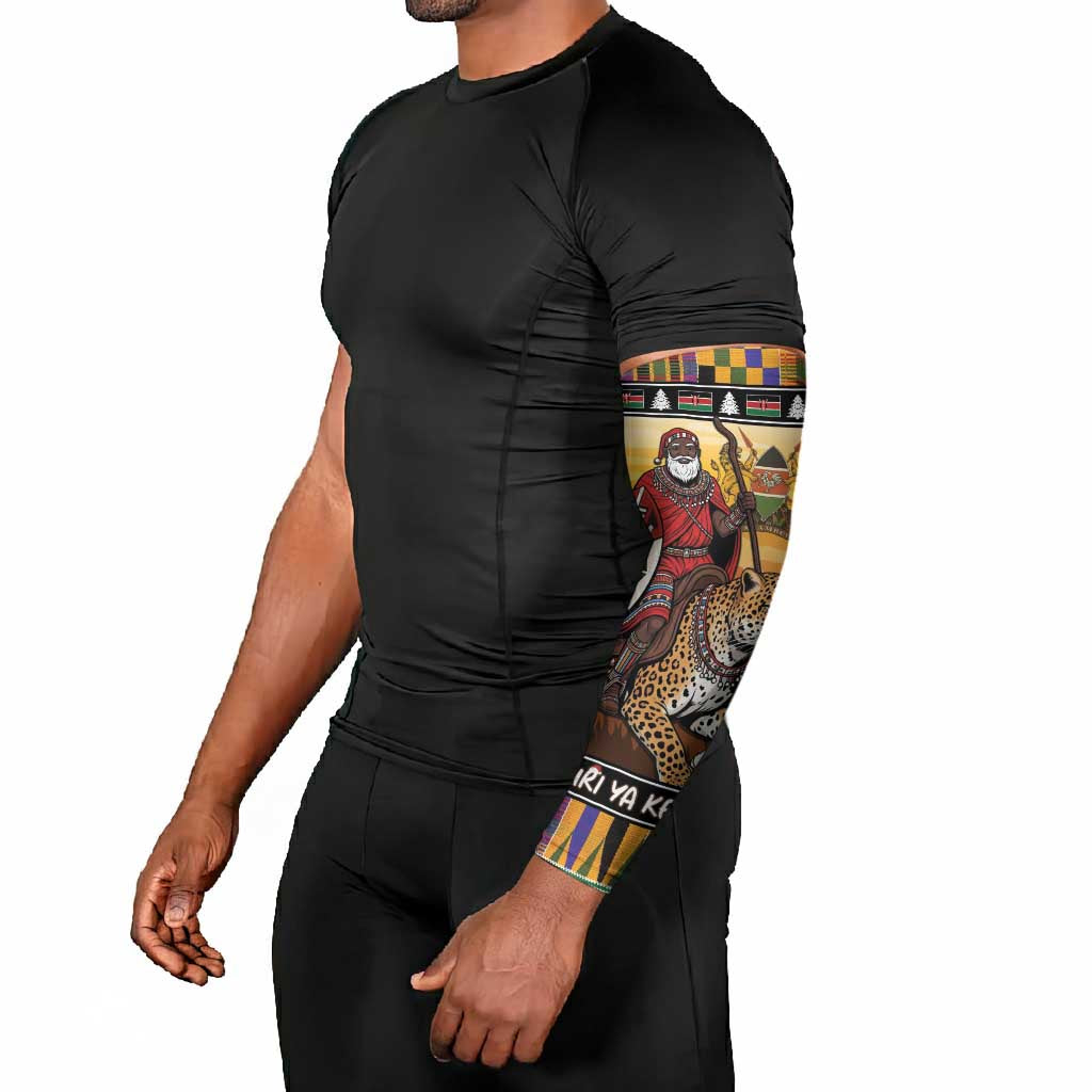 Kenya Safari Christmas Arm Sleeves Black Santa Riding Leopards - Heri ya Krismasi