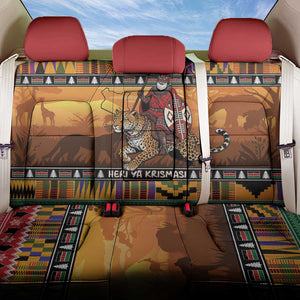 Afro Christmas in Kenya Safari Back Car Seat Cover Black Santa Riding Leopards - African Pride