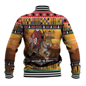 Afro Christmas in Kenya Safari Baseball Jacket Black Santa Riding Leopards - African Pride