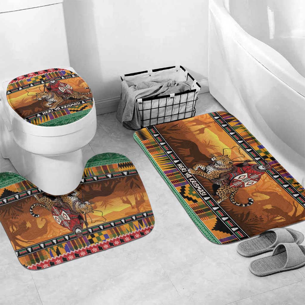 Kenya Safari Christmas Bathroom Set Black Santa Riding Leopards - Heri ya Krismasi