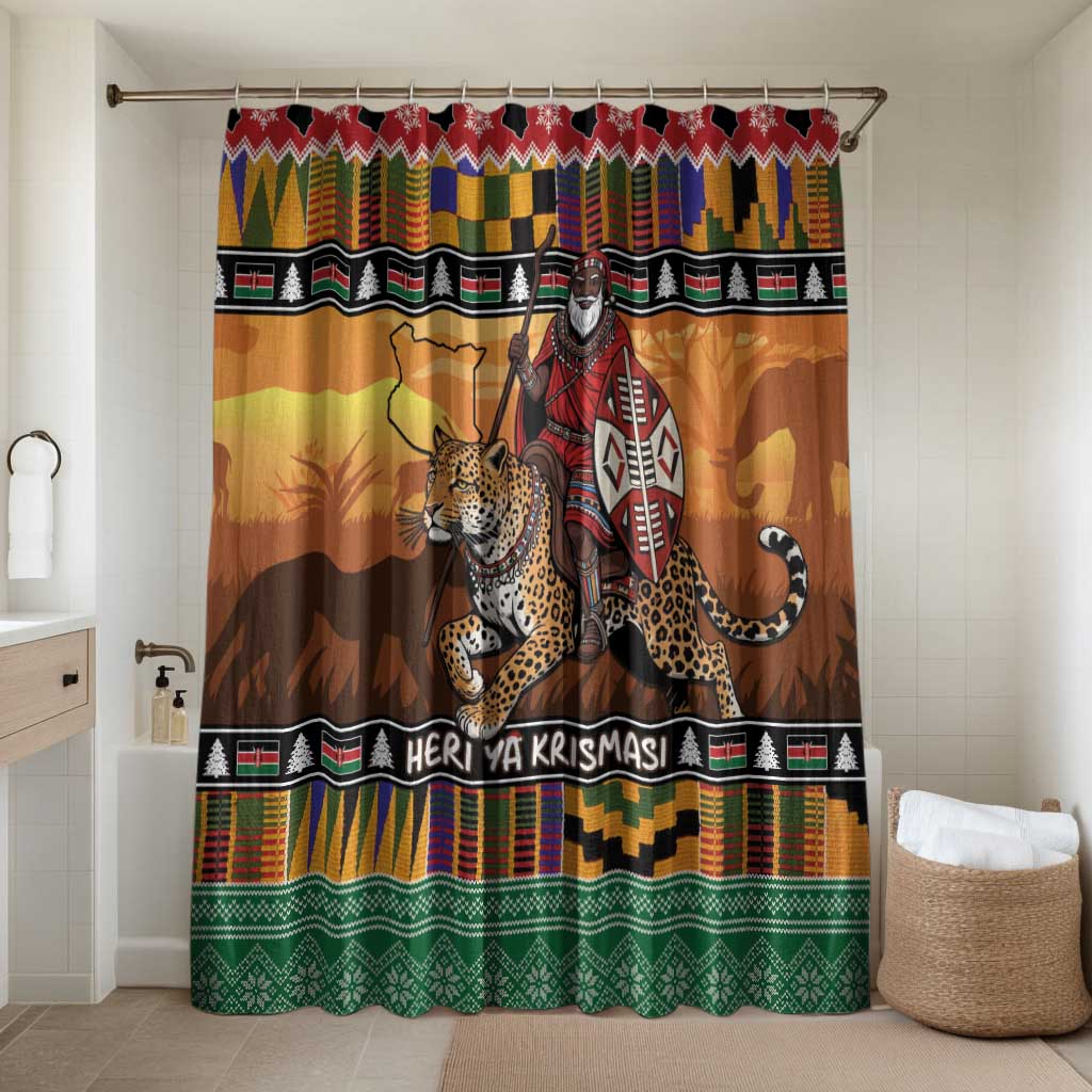 Kenya Safari Christmas Bathroom Set Black Santa Riding Leopards - Heri ya Krismasi