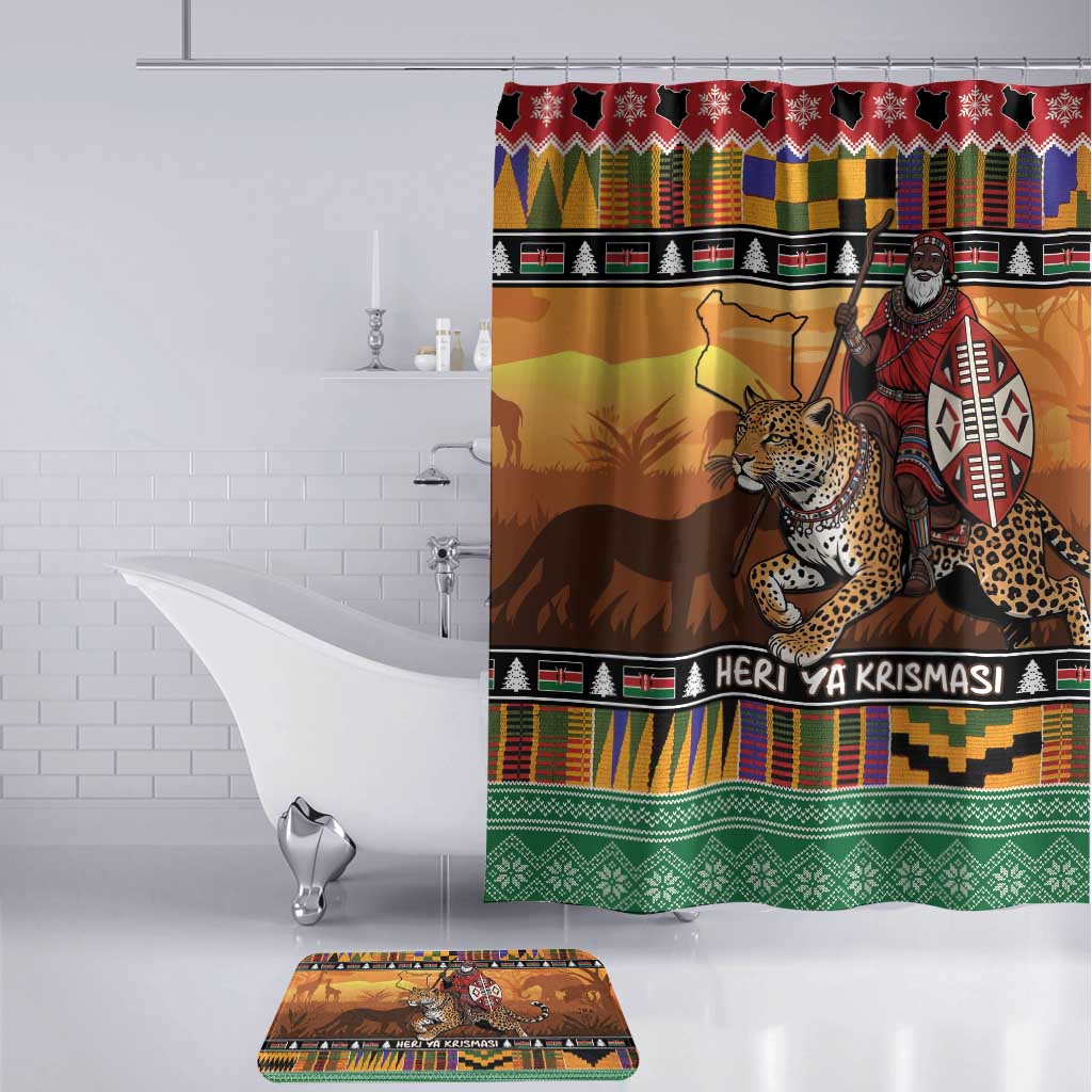 Kenya Safari Christmas Bathroom Set Black Santa Riding Leopards - Heri ya Krismasi