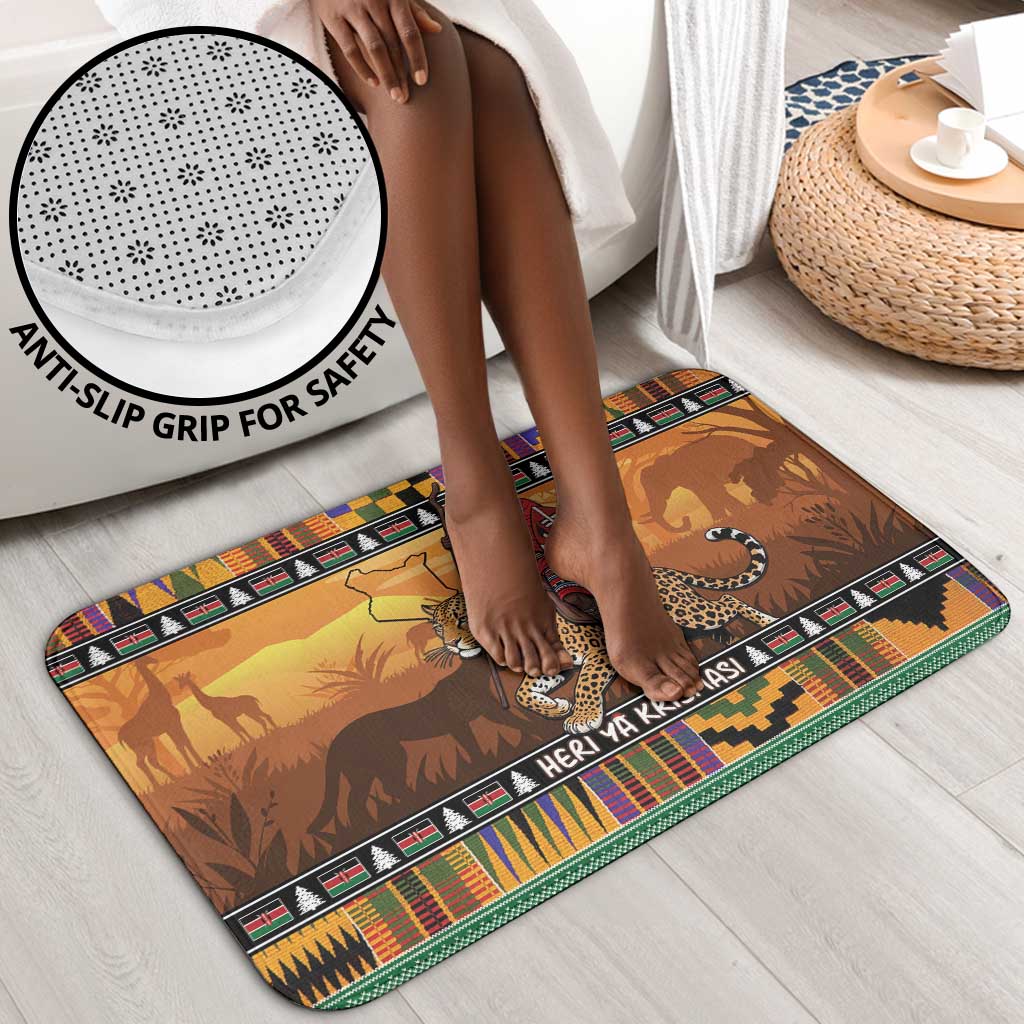 Kenya Safari Christmas Bathroom Set Black Santa Riding Leopards - Heri ya Krismasi