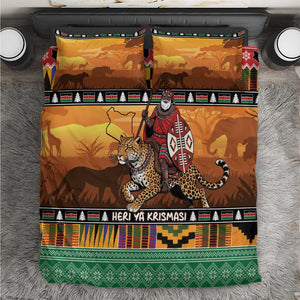 Afro Christmas in Kenya Safari Bedding Set Black Santa Riding Leopards - African Pride