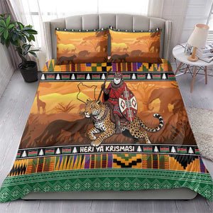 Afro Christmas in Kenya Safari Bedding Set Black Santa Riding Leopards - African Pride