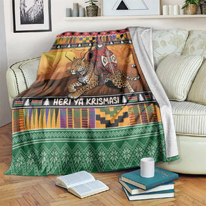 Afro Christmas in Kenya Safari Blanket Black Santa Riding Leopards - African Pride