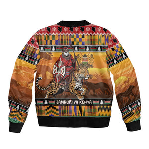 Afro Christmas in Kenya Safari Bomber Jacket Black Santa Riding Leopards - African Pride