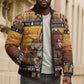 Kenya Safari Christmas Bomber Puffer Jacket Black Santa Riding Leopards - Heri ya Krismasi