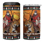 Afro Christmas in Kenya Safari 4 in 1 Can Cooler Tumbler Black Santa Riding Leopards - African Pride