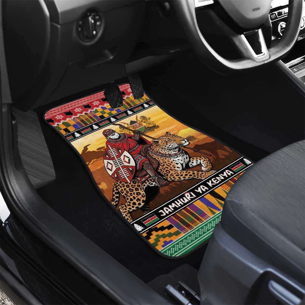 Afro Christmas in Kenya Safari Car Mats Black Santa Riding Leopards - African Pride