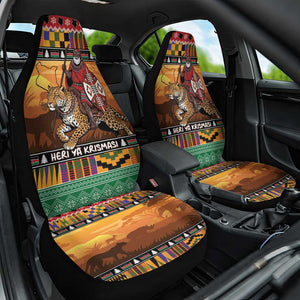 Afro Christmas in Kenya Safari Car Seat Cover Black Santa Riding Leopards - African Pride