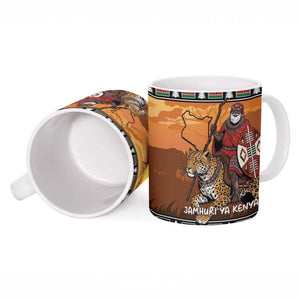 Kenya Safari Christmas Ceramic Mug Black Santa Riding Leopards - Heri ya Krismasi