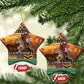 Afro Christmas in Kenya Safari Ceramic Ornament Black Santa Riding Leopards - African Pride