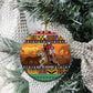 Afro Christmas in Kenya Safari Ceramic Ornament Black Santa Riding Leopards - African Pride