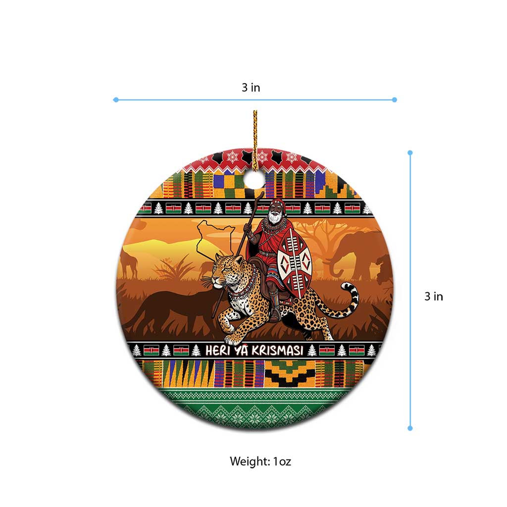 Afro Christmas in Kenya Safari Ceramic Ornament Black Santa Riding Leopards - African Pride