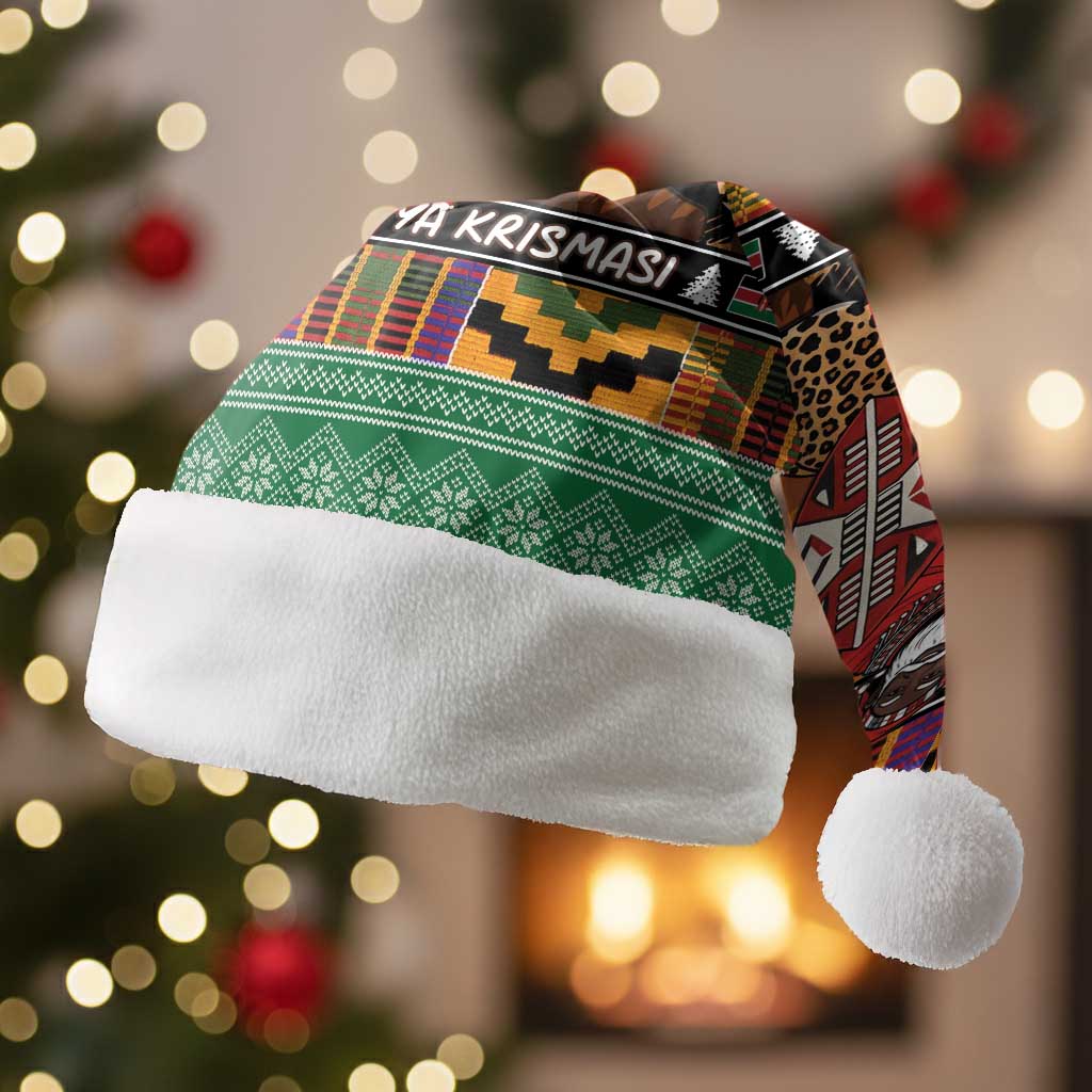 Afro Christmas in Kenya Safari Christmas Santa Hat Black Santa Riding Leopards - African Pride